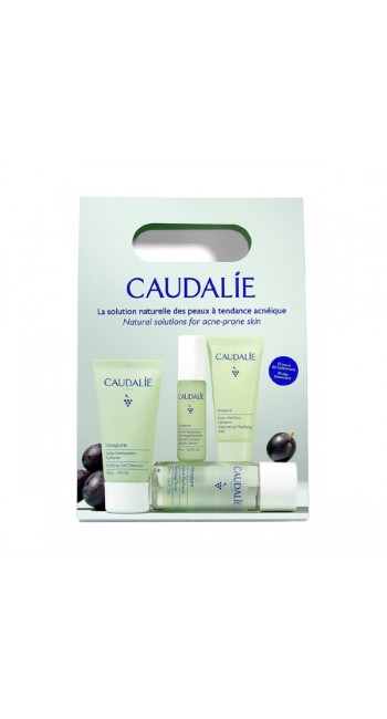 Caudalie Vinopure Starter Kit κατά των Ατελειών με Vinopure Purifying Gel Cleanser Καθαριστικό Προσώπου, Toner, Blemish Control Salicylic Serum Ορός Προσώπου & Moisturizing Mattifying Fluid Ενυδατική Κρέμα