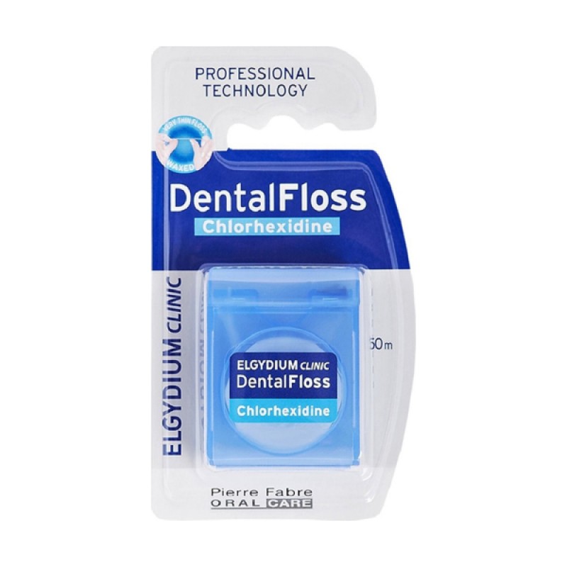 Elgydium Clinic Dental Floss Chlorhexidine Οδοντικό Νήμα με Χλωρεξιδίνη, 50m