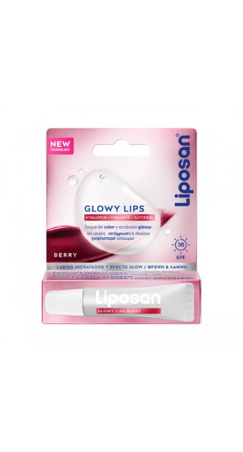 Liposan Glowy Lips Berry SPF30 Ενυδατικό Gloss Χειλιών με Γεύση Μούρου, 10ml