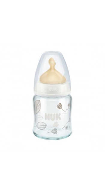 Nuk First Choice Plus Γυάλινο Μπιμπερό, με Θηλή Καουτσούκ για Βρέφη από 0-6 μηνών, 120ml