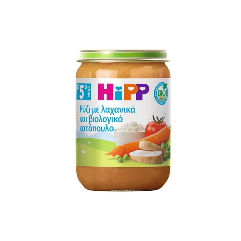 Hipp Βρεφικό Γεύμα με Ρύζι, Λαχανικά & Βιολογικό Κοτόπουλο 5m+, 190gr Hipp Βρεφικό Γεύμα με Ρύζι, Λαχανικά & Βιολογικό Κοτόπουλο 5m+, 190gr