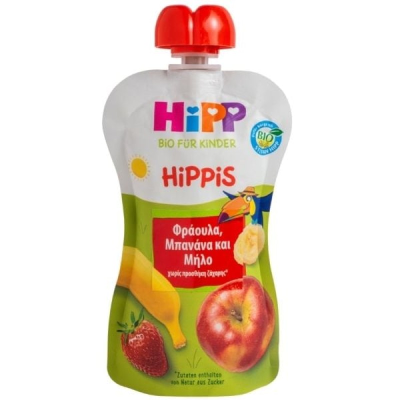 Hipp Hippis Φρουτοπολτός Φράουλα, Μπανάνα & Μήλο, 100gr Hipp Hippis Φρουτοπολτός Φράουλα, Μπανάνα & Μήλο, 100gr