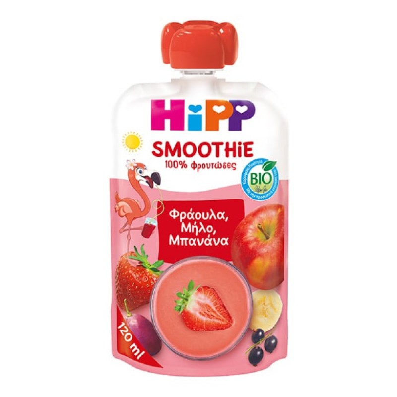 HiPP Bio Smoothie με Φράουλα, Μήλο & Μπανάνα για 12m+, 120ml