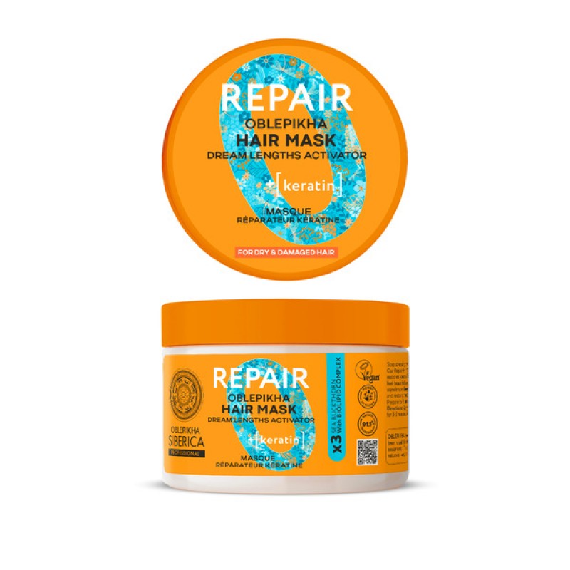 Natura Siberica Oblepikha Repair Keratin Μάσκα Μαλλιών για Αναδόμηση, 300ml Natura Siberica Oblepikha Repair Keratin Μάσκα Μαλλιών για Αναδόμηση, 300ml