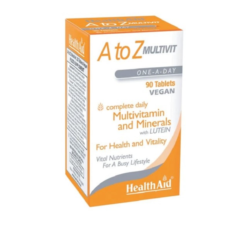 Health Aid A to Z Πολυβιταμίνη με Βιταμίνες, Μέταλλα και Λουτεΐνη, 90tabs Health Aid A to Z Πολυβιταμίνη με Βιταμίνες, Μέταλλα και Λουτεΐνη, 90tabs