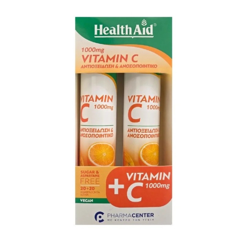 Health Aid Promo Vitamin C 1000mg με Γεύση Πορτοκάλι, 2x20 Αναβράζοντα Δισκία