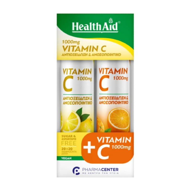 Health Aid Vitamin C 1000mg Lemon & Orange Promo 1+1, 2x20eff.tabs