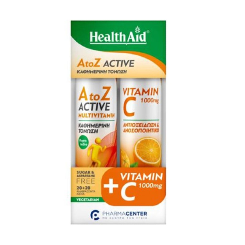 Health Aid Promo Pack A to Z Active, 20tabs & Vitamin C 1000mg, 20tabs