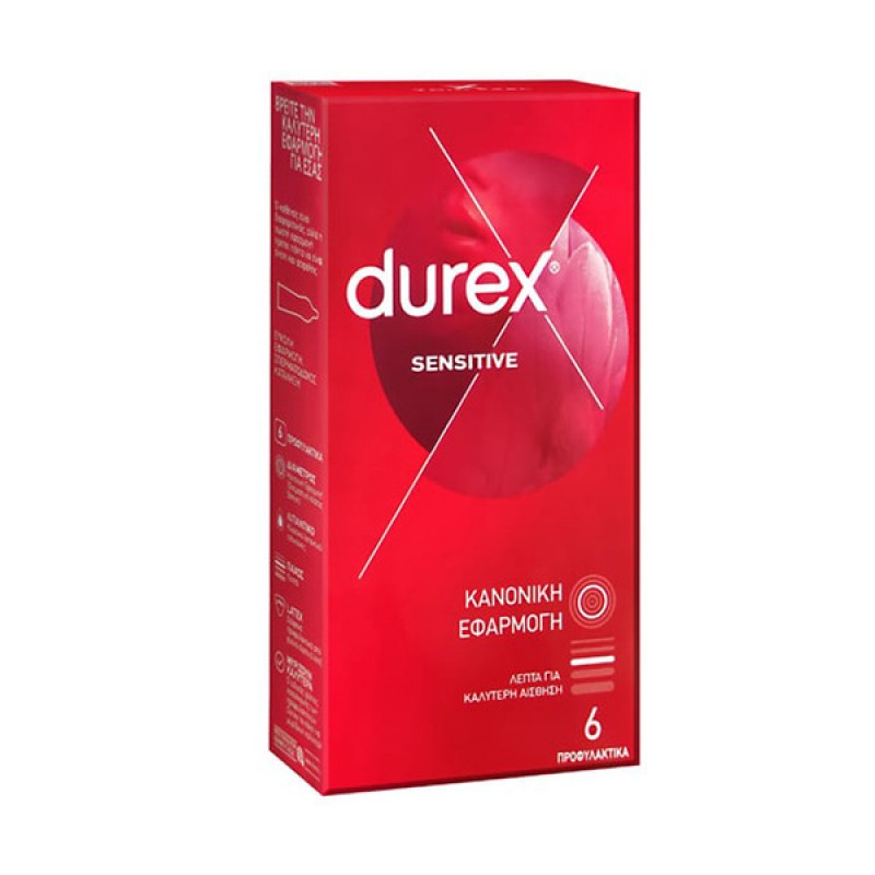 Durex Προφυλακτικά Sensitive με Κανονική Εφαρμογή, 6τμχ Durex Προφυλακτικά Sensitive με Κανονική Εφαρμογή, 6τμχ