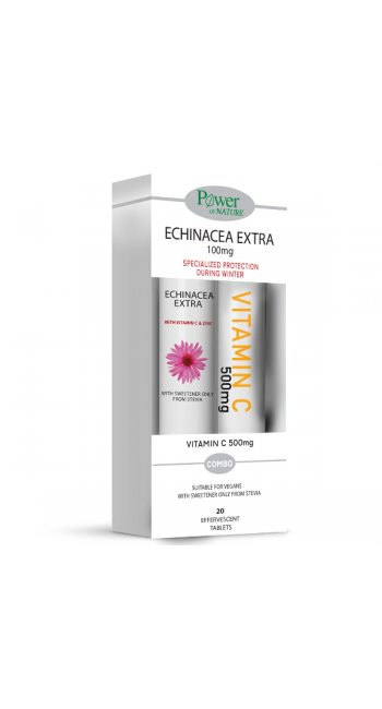 Power of Nature Echinacea Extra 100mg, 20eff.tabs & Vitamin C 500mg, 20eff.tabs