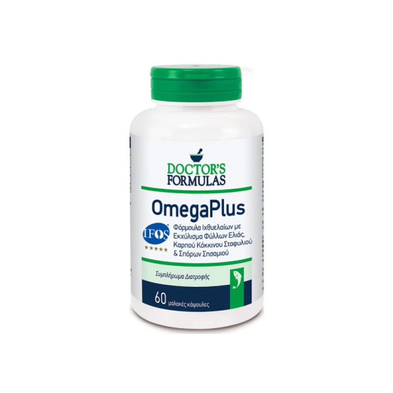 Doctor's Formulas OmegaPlus Φόρμουλα Ιχθυέλαιων με Εκχύλισμα Φύλλων Ελιάς, Καρπού Κόκκινου Σταφυλιού & Σπόρων Σησαμιού, 60 softgels Doctor's Formulas OmegaPlus Φόρμουλα Ιχθυέλαιων με Εκχύλισμα Φύλλων Ελιάς, Καρπού Κόκκινου Σταφυλιού & Σπόρων Σησαμιού, 60 softgels