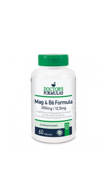 Doctor's Formulas Mag & B6 Formula Διατροφικό Συμπλήρωμα με Μαγνήσιο & Βιταμίνη Β6 για το Νευρικό Σύστημα και την Ψυχολογική Λειτουργία, 60caps