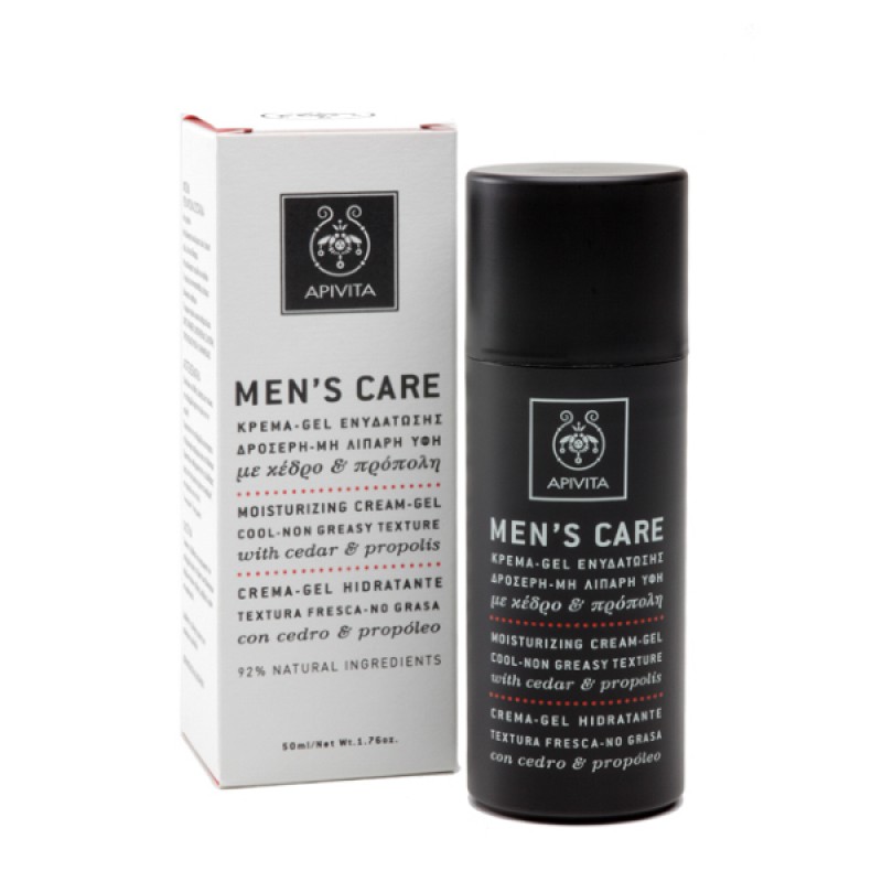 Apivita Men's Care Κρέμα - Gel ενυδάτωσης με δροσερή, μη λιπαρή υφή, Με κέδρο & πρόπολη, 50ml