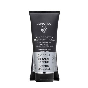 Apivita Promo Black Detox Duo Gel Καθαρισμού για Πρόσωπο & Μάτια, 2x150ml