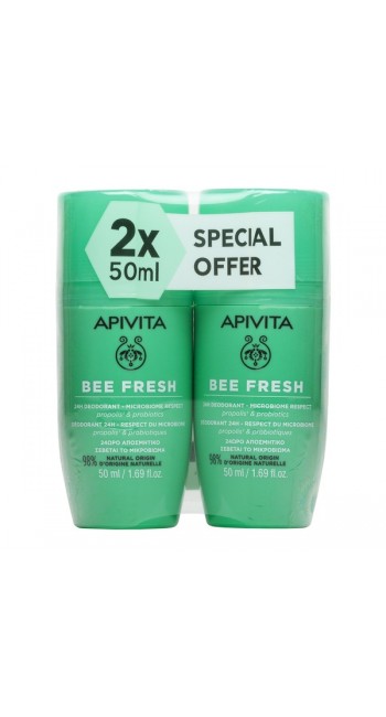 Apivita Promo Bee Fresh Αποσμητικό Roll On 24H Δράσης, 2x50ml 