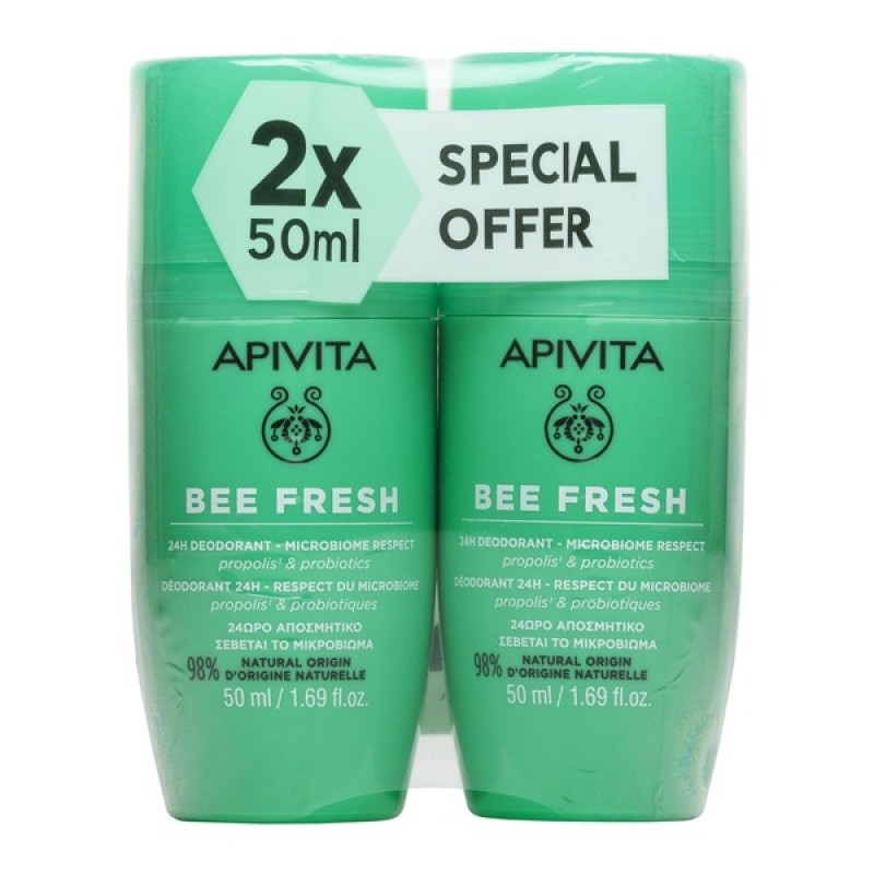 Apivita Promo Bee Fresh Αποσμητικό Roll On 24H Δράσης, 2x50ml Apivita Promo Bee Fresh Αποσμητικό Roll On 24H Δράσης, 2x50ml