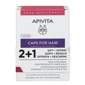 Apivita Promo Συμπλήρωμα Διατροφής σε Κάψουλες για Υγιή Μαλλιά και Νύχια με Ιπποφαές, Ψευδάργυρο & Βιοτίνη, 3x30 caps 