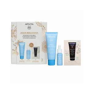 Apivita Promo Aqua Beelicious Routine Κρέμα Ενυδάτωσης Πλούσιας Υφής, Booster Αναζωογόνησης & Ενυδάτωσης & Δώρο Μαύρο Gel Καθαρισμού για Πρόσωπο & Μάτια