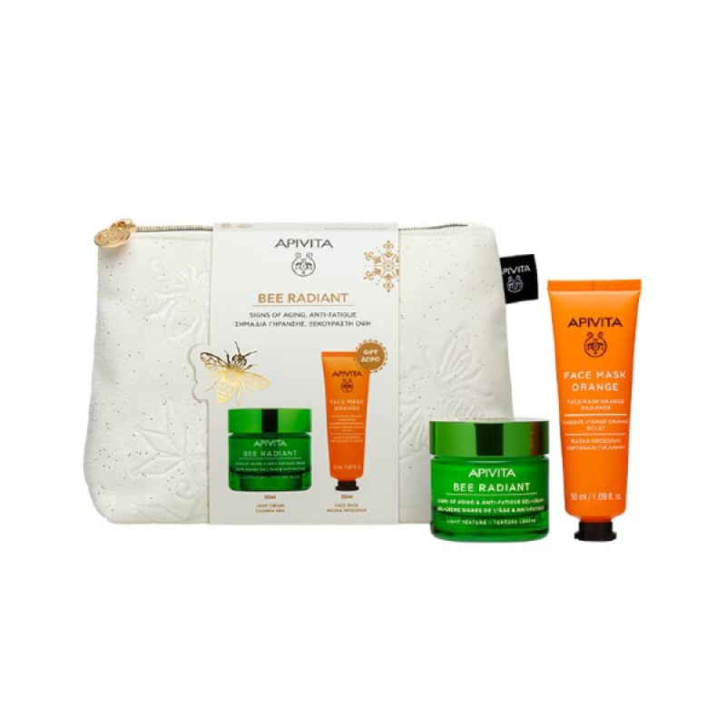 Apivita Promo Bee Radiant Routine Κρέμα για Σημάδια Γήρανσης & Ξεκούραστη Όψη Ελαφριάς Υφής & Δώρο Μάσκα Προσώπου για Λάμψη