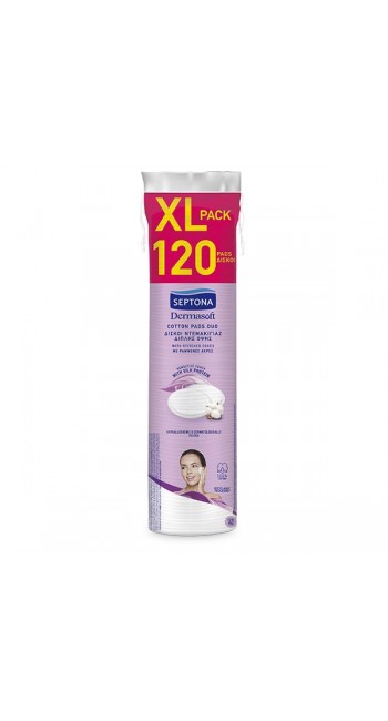 Septona Dermasoft Cotton Pads Δίσκοι Ντεμακιγιάζ Διπλής Όψης, 120τμχ