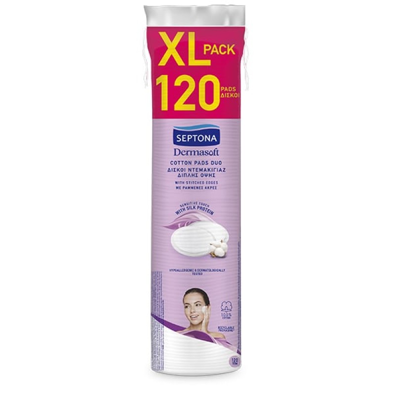 Septona Dermasoft Cotton Pads Δίσκοι Ντεμακιγιάζ Διπλής Όψης, 120τμχ Septona Dermasoft Cotton Pads Δίσκοι Ντεμακιγιάζ Διπλής Όψης, 120τμχ