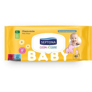 Septona Calm N' Care Μωρομάντηλα Χωρίς Οινόπνευμα & Parabens με Χαμομήλι, 80τμχ