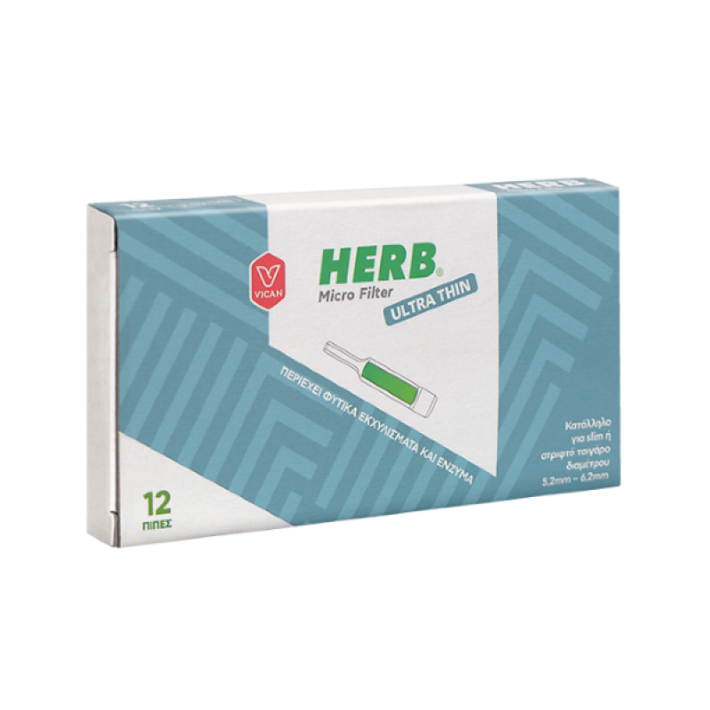 Herb Micro Filter Ultra Thin Κατάλληλο για Slim ή Στριφτό Τσιγάρο, 12τμχ