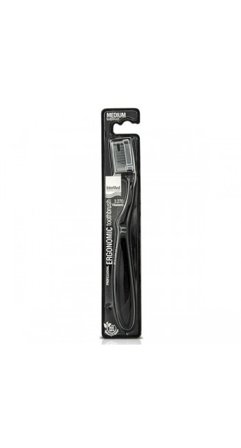 Intermed Professional Ergonomic Οδοντόβουρτσα Μαύρη Μέτρια, 1τμχ