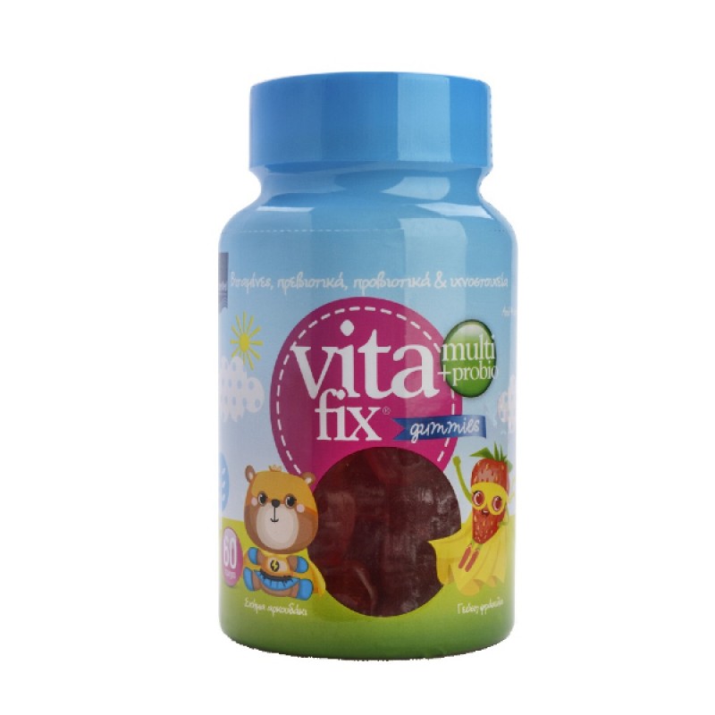 Intermed Multi & Probio VitaFix Gummies "Bear" Strawberry Παιδικές Πολυβιταμίνες σε Ζελεδάκια με Σχήμα Αρκουδάκι και Γεύση Φράουλα, 60τμχ