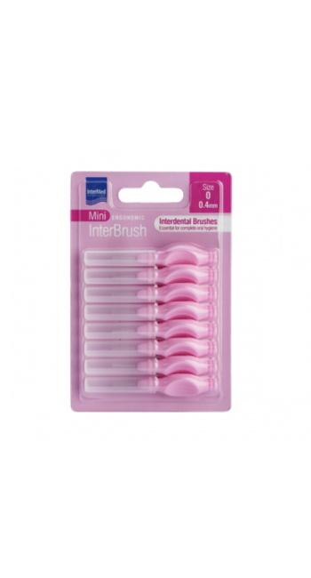 Intermed Ergonomic Mini Μεσοδόντια Βουρτσάκια με Λαβή Size 0 - 0.4mm Ροζ, 8τμχ