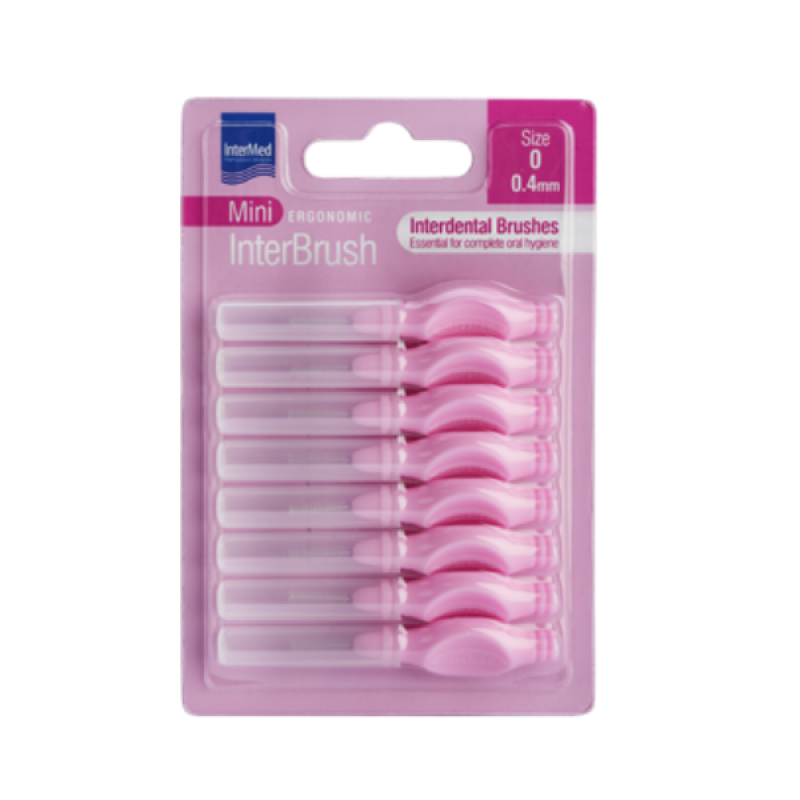 Intermed Ergonomic Mini Μεσοδόντια Βουρτσάκια με Λαβή Size 0 - 0.4mm Ροζ, 8τμχ Intermed Ergonomic Mini Μεσοδόντια Βουρτσάκια με Λαβή Size 0 - 0.4mm Ροζ, 8τμχ