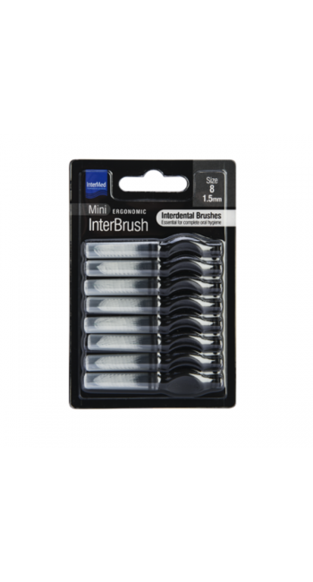 Intermed Ergonomic Mini Μεσοδόντια Βουρτσάκια με Λαβή Size 8 - 1.5mm Μαύρο, 8τμχ