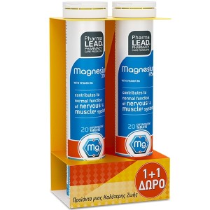Pharmalead 1+1 Συμπλήρωμα Διατροφής με Μαγνήσιο 375mg, 2*20 Αναβράζοντα Δισκία