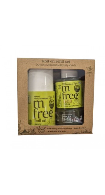 M-Free Set Φυτικό Εντομοαπωθητικό Roll On με Επαναχρησιμοποιούμενη Συσκευασία, 75ml