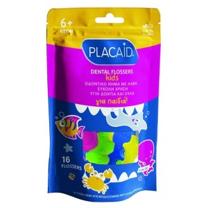 PlacAid Dental Flosser Kids Οδοντικό Νήμα με Λαβή για Παιδιά 6Y+, 16τμχ