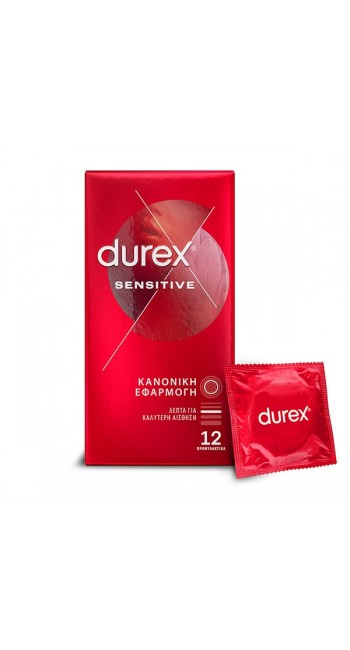 Durex Προφυλακτικά Λεπτά Sensitive για Κανονική Eφαρμογή, 12τμχ