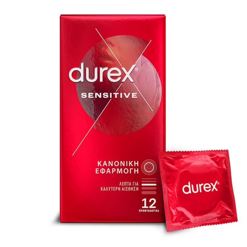Durex Προφυλακτικά Λεπτά Sensitive για Κανονική Eφαρμογή, 12τμχ Durex Προφυλακτικά Λεπτά Sensitive για Κανονική Eφαρμογή, 12τμχ