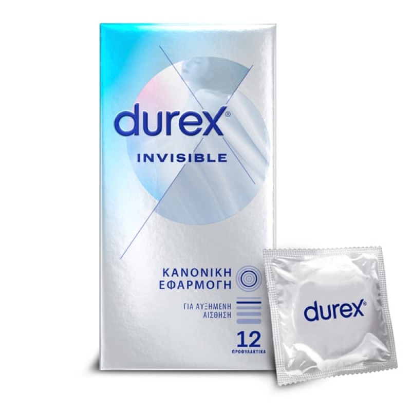 Durex Προφυλακτικά Εξαιρετικά Λεπτά Invisible Κανονική Εφαρμογή, 12τμχ Durex Προφυλακτικά Εξαιρετικά Λεπτά Invisible Κανονική Εφαρμογή, 12τμχ