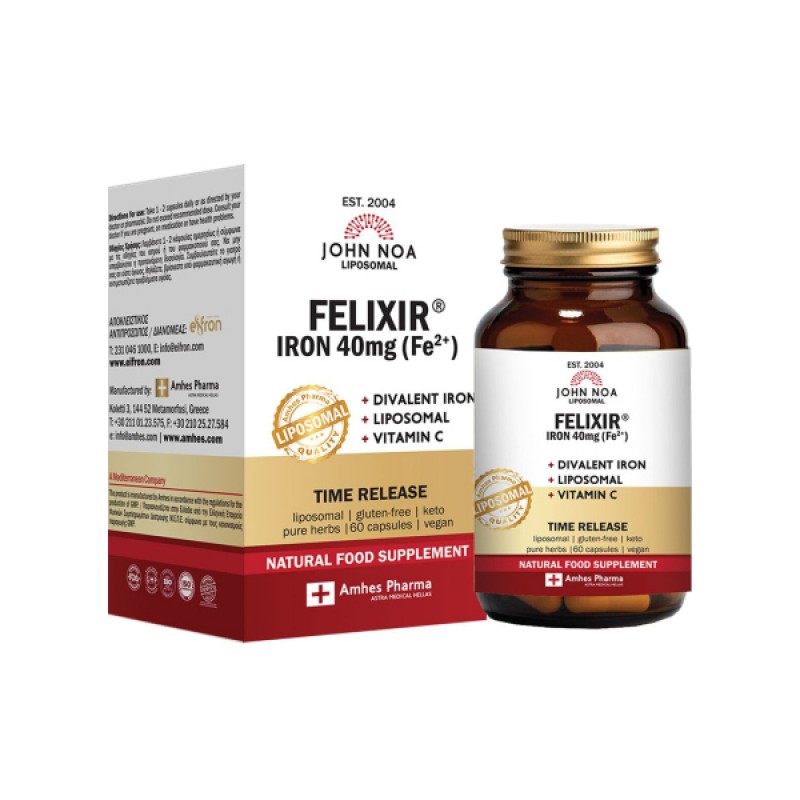 John Noa Liposomal Felixir Iron 40mg & Vitamin C Συμπλήρωμα Διατροφής Σιδήρου, 60caps