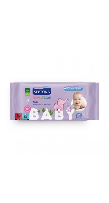 Septona Calm N' Care Μωρομάντηλα χωρίς Οινόπνευμα & Parabens με Aloe Vera, 60τμχ Septona Calm N' Care Μωρομάντηλα χωρίς Οινόπνευμα & Parabens με Aloe Vera, 60τμχ