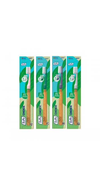 TePe Choice Soft Μαλακή Οδοντόβουρτσα με Επαναχρησιμοποιήσιμη Ξύλινη Λαβή & 3 Ανταλλακτικές Λαβές