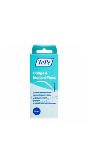 TePe Bridge & Implant Floss Νήμα Καθαρισμού Γεφυρών & Εμφυτευμάτων, 30τμχ