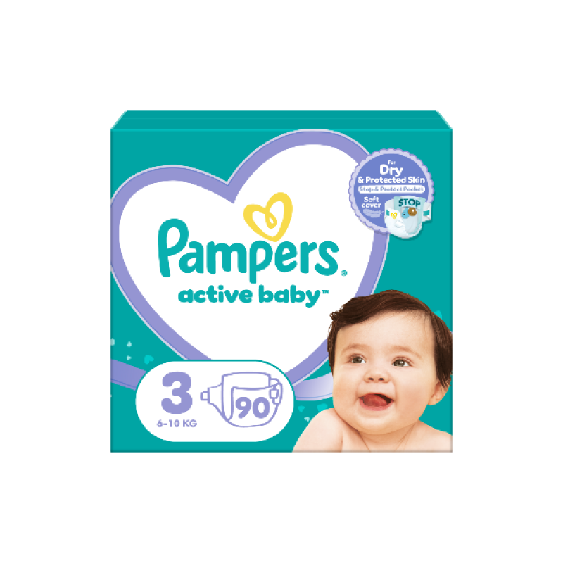 Pampers Active Baby Πάνες Giant Pack Μέγεθος 3 (6-10 kg), 90τμχ Pampers Active Baby Πάνες Giant Pack Μέγεθος 3 (6-10 kg), 90τμχ