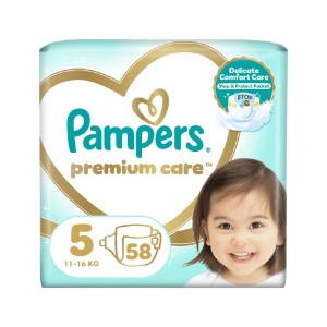 Pampers Premium Care No.5 Βρεφικές Πάνες με Αυτοκόλλητο 11-16kg, 58τμχ