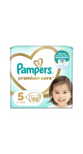 Pampers Premium Care No.5 Βρεφικές Πάνες με Αυτοκόλλητο 11-16kg, 58τμχ