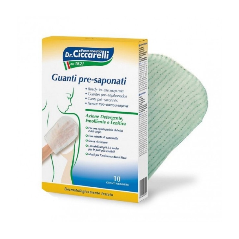 Dr. Ciccarelli Γάντια Καθαρισμού Προ-Σαπουνισμένα για Πρόσωπο & Σώμα, 10τμχ
