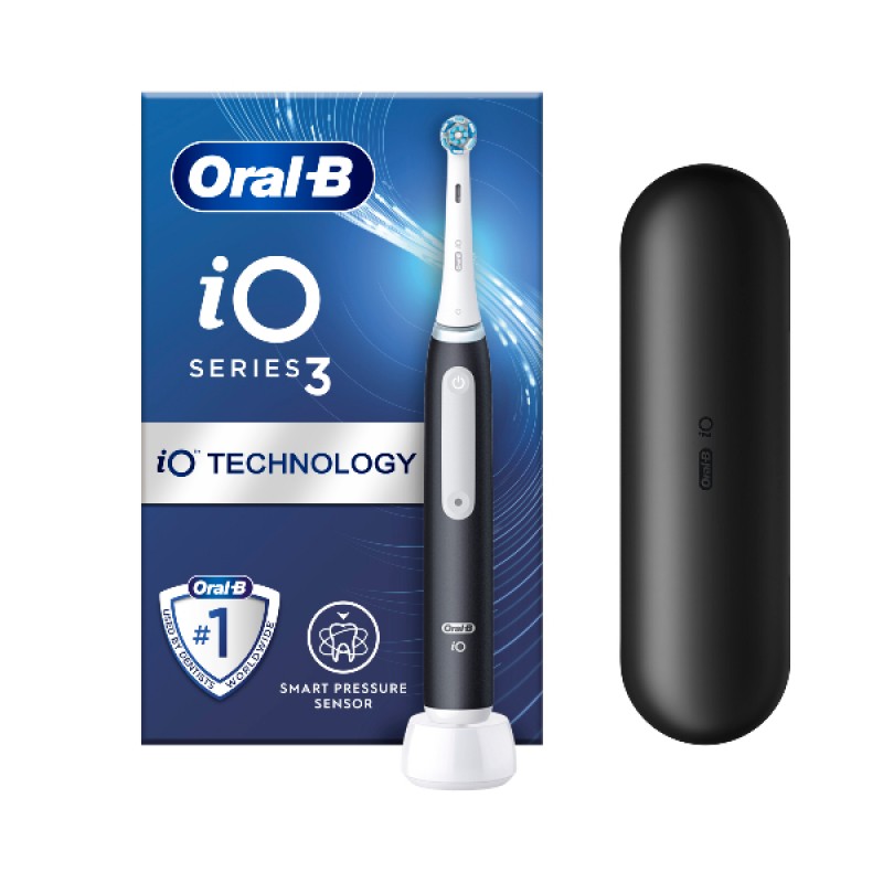 Oral-B iO Series 3 Magnetic Black Ηλεκτρική Οδοντόβουρτσα με Θήκη Ταξιδίου, 1τμχ