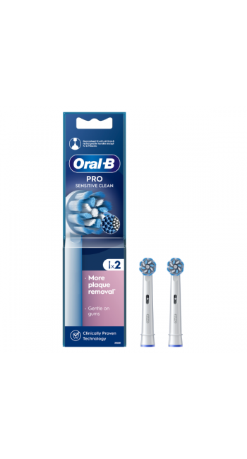 Oral-B Pro Sensitive Clean Ανταλλακτικές Κεφαλές Ηλεκτρικής Οδοντόβουρτσας με Λεπτές Ίνες για Ευαίσθητα Ούλα, 2τμχ