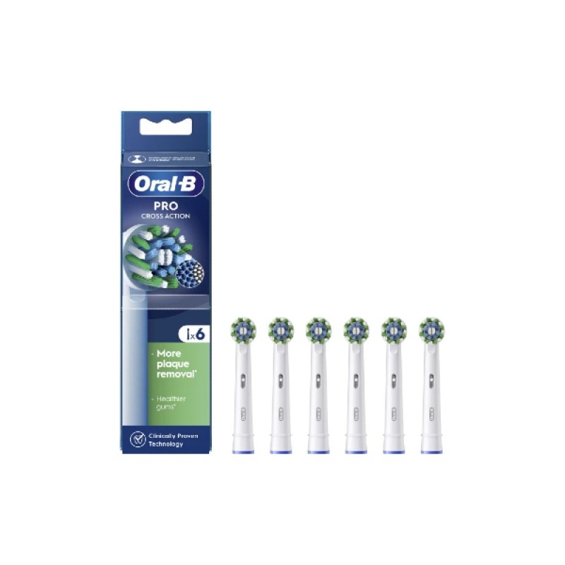 Oral-B Pro CrossAction Ανταλλακτικές Κεφαλές Ηλεκτρικής Οδοντόβουρτσας, 6τμχ Oral-B Pro CrossAction Ανταλλακτικές Κεφαλές Ηλεκτρικής Οδοντόβουρτσας, 6τμχ