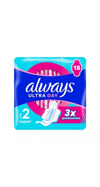 Always Ultra Day Super Σερβιέτες με Φτερά Μέγεθος 2, 18τμχ